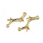 Brass Peg Bails Pendants, For Half Drilled Beads, Branches, Real 18K Gold Plated