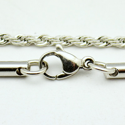 304 corde chaîne des colliers en acier inoxydable colliers hommes, avec fermoir pince de homard, 17.7 pouce (45 cm)