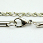 304 corde chaîne des colliers en acier inoxydable colliers hommes, avec fermoir pince de homard, 17.7 pouce (45 cm)