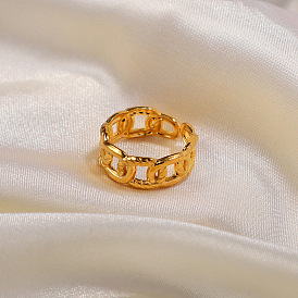 Открытое кольцо из витой цепочки из нержавеющей стали с покрытием 18k золотом для мужчин и женщин