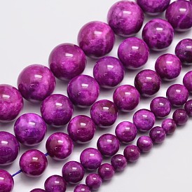 Natural & Dyed Malaysia Jade Bead Strands, Imitation Sugilite, Round