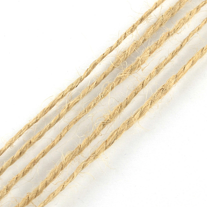 Corde de jute, chaîne de jute, ficelle de jute, pour la fabrication de bijoux, 1~2mm, environ 109.36 yards (100m)/rouleau