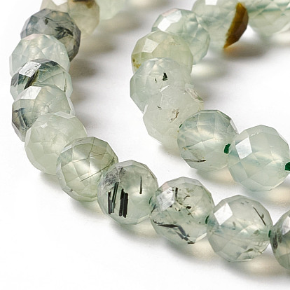 Natural Prehnite Beads Strands, Faceted, Round