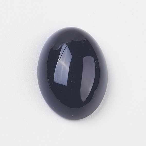 Natural Black Agate Cabochons, Oval
