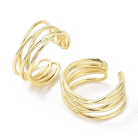 Rack Plating Brass Criss Cross Cuff Rings, Wire Wrap Ring, Cadmium Free & Lead Free