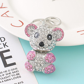 Joli porte-clés koala avec pendentif ours en strass pour décoration de sac