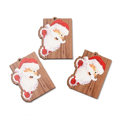 Colgantes de madera con estampado navideño de una sola cara, Papá Noel encantos