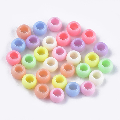 Opaque Acrylic European Beads, Large Hole Beads, Rondelle