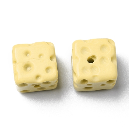 Opaque Resin Imitation Food Beads, Cheese, for Half Drilled Beads