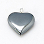Magnétiques pendentifs hématite synthétiques, avec bélière en fer, cœur, noir, 20x20x5mm, Trou: 2x5mm