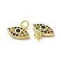 Brass Micro Pave Colorful Cubic Zirconia Charms, with Jump Ring, Eye Charm