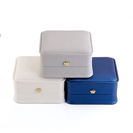 PU Leather Bracelet Bangle Gift Boxes, with Golden Plated Iron Crown and Velvet Inside, for Wedding, Jewelry Storage Case