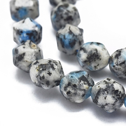 Cuentas de perlas naturales de k / 1 piedra / gota de azurita, facetados, rondo, cuentas redondas con corte de estrella
