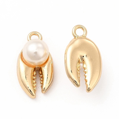 Pendentifs en plastique imitation perle abs, avec les accessoires en alliage, charme de dent