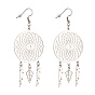 304 Stainless Steel Woven Net with Feather Dangle Earrings for Women