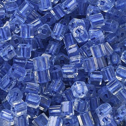 Glass Seed Beads, Transparent Lustered Glass, Square Hole, Square
