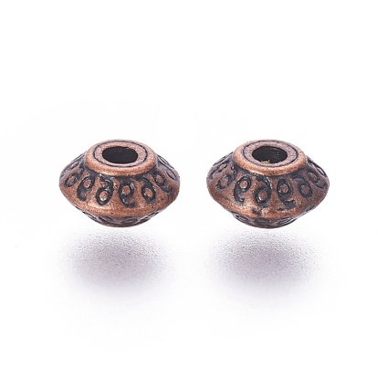 Tibetan Style Alloy Beads, Lead Free & Cadmium Free, Bicone, about 7mm long, 7mm wide, 4.5mm thick, hole: 1mm