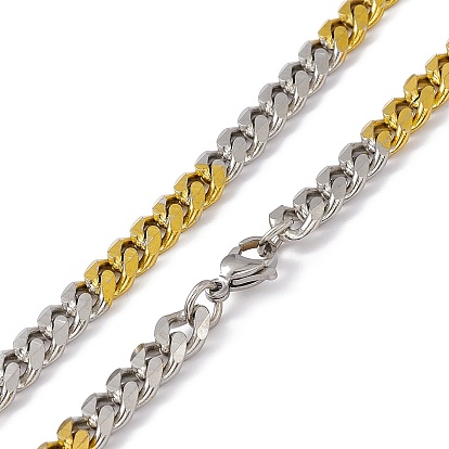 201 Stainless Steel Cuban Link Chain Necklace with 304 Stainless Steel Clasps for Men Women