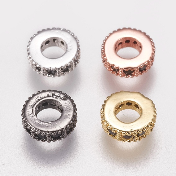 Micro cuivres ouvrent cubes entretoises de perles de zircone, plat rond