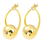 Rack Plating Brass Round Ball Dangle Stud Earrings, Long-Lasting Plated, Lead Free & Cadmium Free