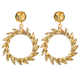 Sparkling European Alloy Diamond Earrings - Fashionable Circle Hoop Jewelry for Women
