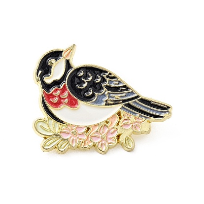 Bird with Branch Enamel Pin, Gold Plated Alloy Animal Badge for Backpack Clothes