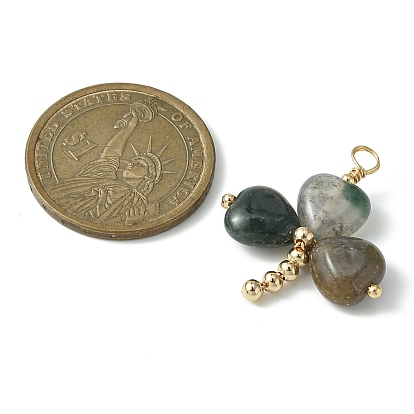 Pendentifs de pierres précieuses de la Saint Patrick, breloques trèfle avec accessoires en laiton plaqué or