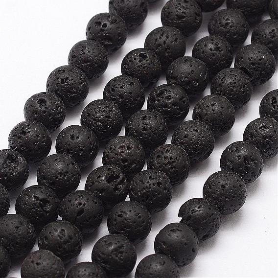 Natural Lava Rock Bead Strands, Round