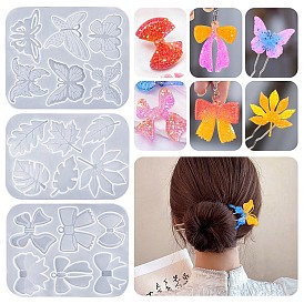 DIY Cabochon Silicone Molds, Resin Casting Molds, for UV Resin, Epoxy Resin Jewelry Makings, Leaf/Butterfly/Bowknot