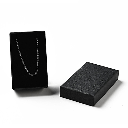 Texture Paper Necklace Gift Boxes, with Sponge Mat Inside, Rectangle