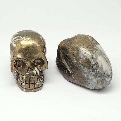 Natural Pyrite Display Decorations, Skull