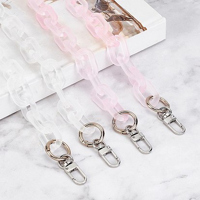 Gorgecraft 2Pcs 2 Colors Bag Handles, with Transparent Acrylic Linking Rings, Platinum Tone Alloy Spring Gate Rings and Zinc Alloy Swivel Clasps, for Bag Straps Replacement Accessories