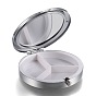 3 Compartmennts Iron Pill Box, Travel Medicine Boxes, with Mirror inside, Blank Base for UV Resin Craft, Round