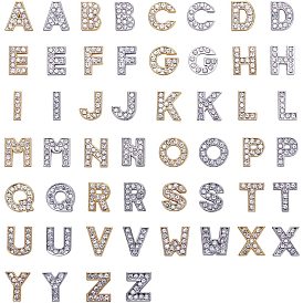 Alloy Slide Charms, with Rhinestone, Alphabet, Crystal