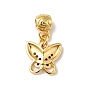 Rack Plating Brass Micro Pave Clear Cubic Zirconia Pendants, Long-Lasting Plated, Cadmium Free & Lead Free, Butterfly