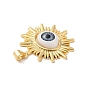 Evil Eye Resin Brass Pendants, Sun Charm, Real 18K Gold Plated