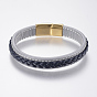Плетеные браслеты шнур кожаный, с 304 из нержавеющей стали магнитные застежки