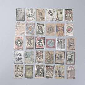 Vintage Postage Stamp Stickers Set, for Scrapbooking, Planners, Travel Diary, DIY Craft