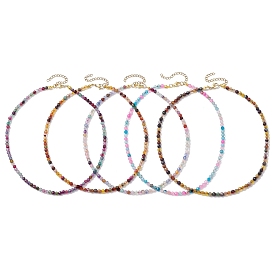 Faceted Round Natural Agate(Dyed & Heated) Beaded Necklaces for Women
