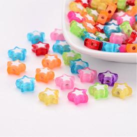 Transparent Acrylic Beads, Bead in Bead, Star, 9x10x4mm, Hole: 2mm, about 2520pcs/500g