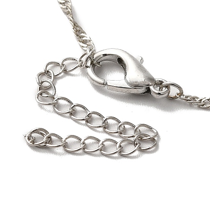 Collar con colgante de corazón de resina con cadenas de Singapur, joyas de aleación de platino y zinc para mujer.