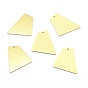 Brass Pendants, Lead Free & Cadmium Free & Nickel Free, Pentagon, Real 18K Gold Plated