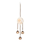 Flat Round & Rose Hanging Crystal Chandelier Pendant, with Prisms Hanging Balls, for Home Window Lighting Decoration