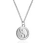 201 Stainless Steel Pendants Necklaces, with Cable Chains, Flat Round with Tai Ji