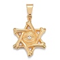 304 Stainless Steel Pendants, with Crystal Rhinestone, Star of David with Evil Eye