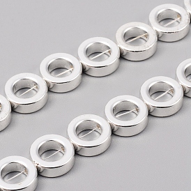 Electroplated Non-magnetic Synthetic Hematite Bead Frame Strands, Donut/Ring