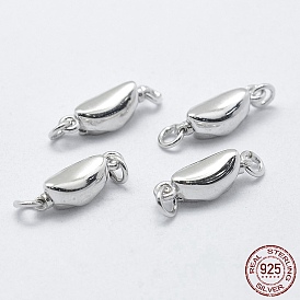 925 Sterling Silver Box Clasps, with 925 Stamp, Oval