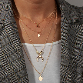 Многослойное ожерелье с подвеской в виде полумесяца в стиле бохо для женщин - сексуальная металлическая цепочка на ключицу, ювелирное изделие