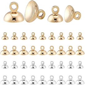 PandaHall 40pcs 4 Style Elite Rack Plating Brass Bead Cap Pendant Bails, for Globe Glass Bubble Cover Pendants, Long-Lasting Plated
