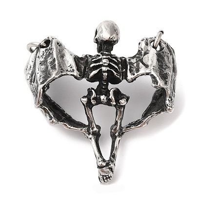 Halloween 304 Stainless Steel Pendants, with Jump Ring, Skeleton Charm
